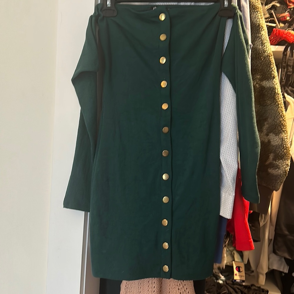 Emerald Green off shoulder dress